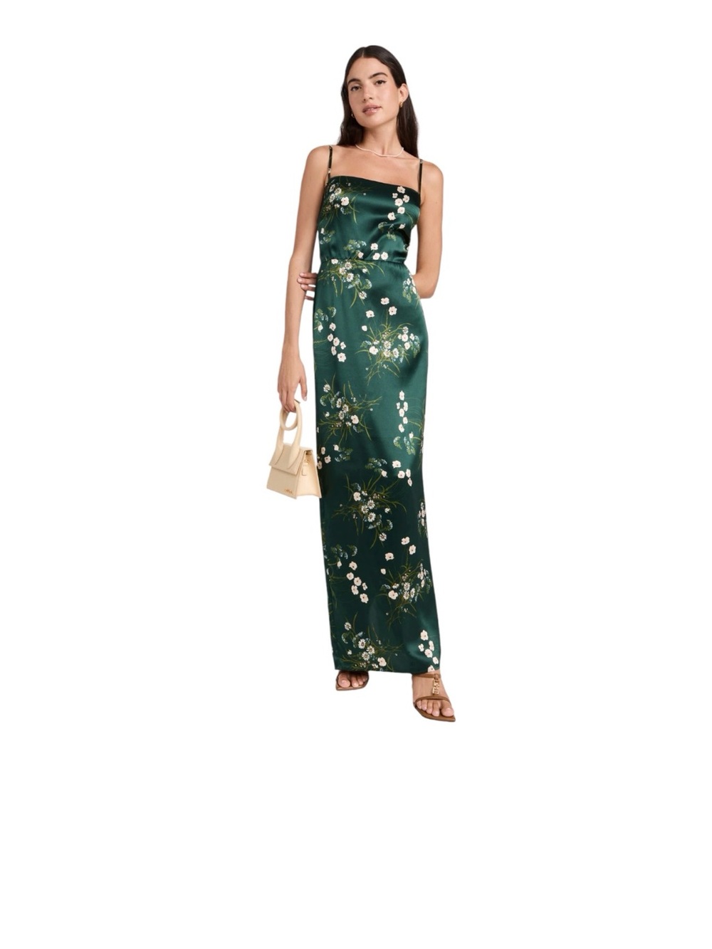 Reformation Frankie Silk Maxie Slip Dress Buena Green Floral size 6